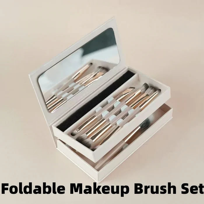 5-Piece Makeup Brush Set – Foundation, Contour, Eyeshadow & Stippling with Portable Case