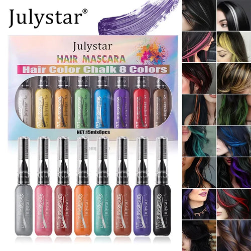8 Colour Hair Mascara Set, Bold Multi-Shade Lashes for Party Looks