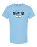 Argentina Soccer Tee 2026 — Classic Name & Flag | NYC Factory - Sky Blue