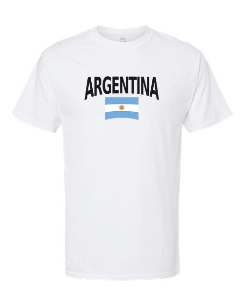 Argentina Soccer Tee 2026 — Classic Name & Flag | NYC Factory - White