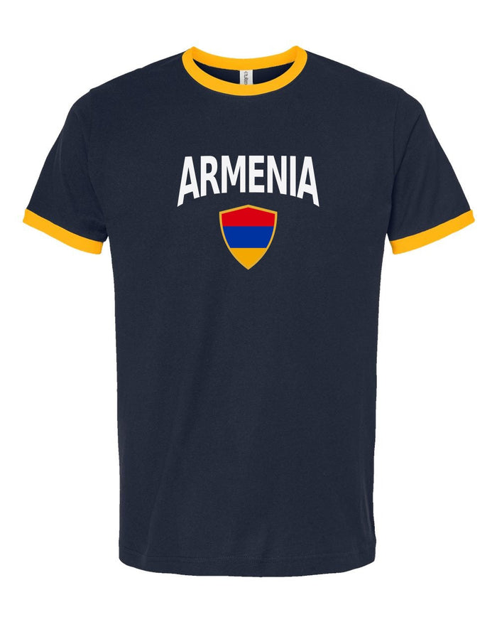 Armenia Arched Crest Soccer Ringer Tee — NYC Factory