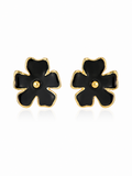 Black Petal Luxe Stud Earrings – Black Stone Studs for Women – Pabeena