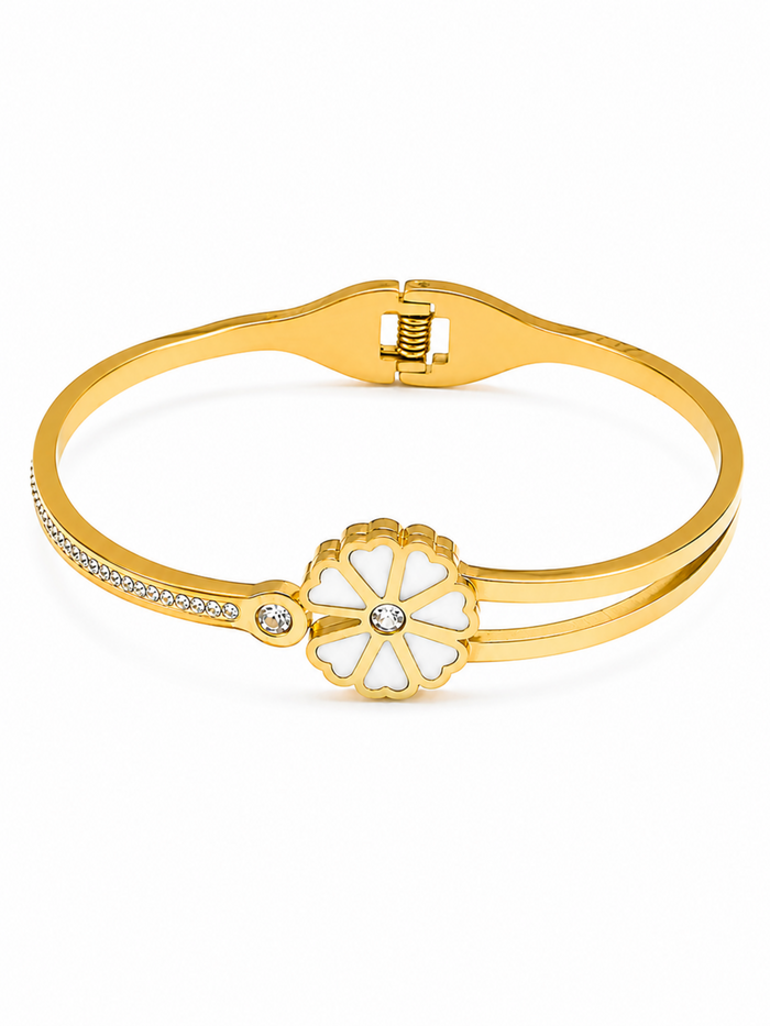 Bloom Grace Bangle – Gold Plated Floral Enamel Bangle for Women – Pabeena