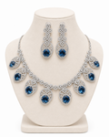 Blue Frost AD Necklace Set – Blue Stone American Diamond Jewellery – Pabeena