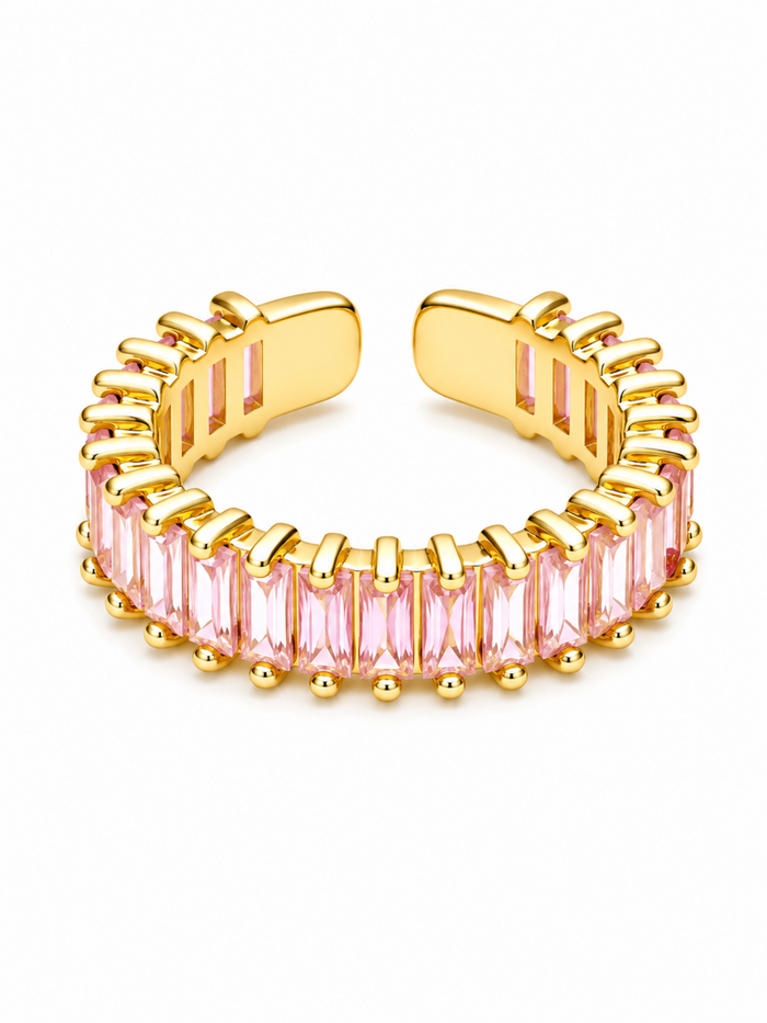Blush Baguette Ring – Gold Plated Geometric Band Ring for Women – Pabeena
