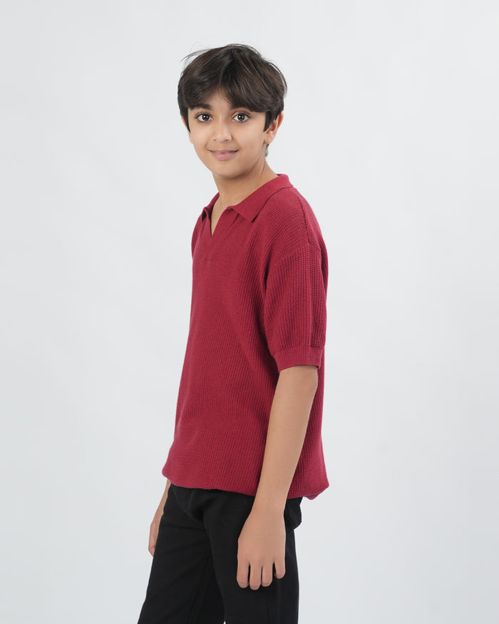 Boys Plain Acrylic Polo Sweater
