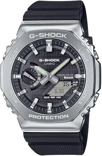 Casio GBM2100-1A G-SHOCK Metal-Clad Analog-Digital Watch – Bluetooth®, Tough Solar, Octagonal Bezel