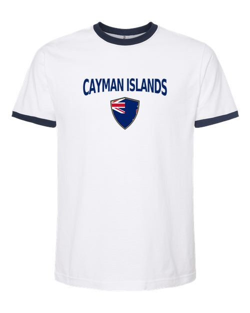 Cayman Islands Arched Crest Soccer Ringer Tee — NYC Factory