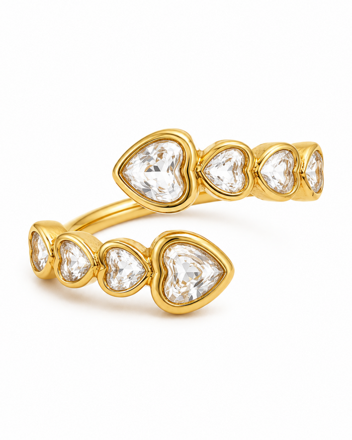 Celesta Heart Ring – Zircon Heart Adjustable Free Size Ring – Pabeena