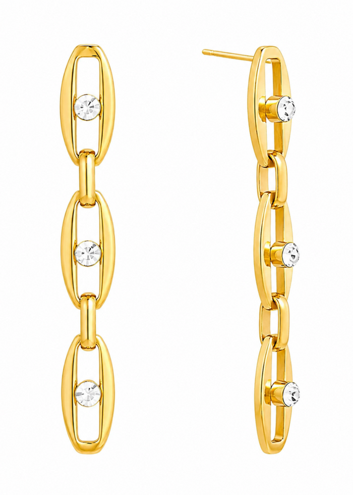 Celeste Link Drop Earrings – Gold Plated Chain Drop Earrings – Pabeena
