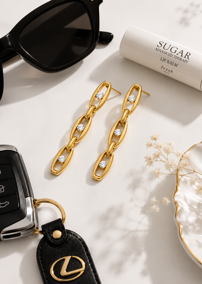 Celeste Link Drop Earrings – view 4 – Pabeena