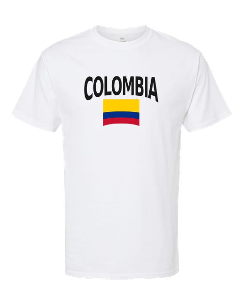 Colombia Soccer Tee 2026 — Classic Name & Flag | NYC Factory - White