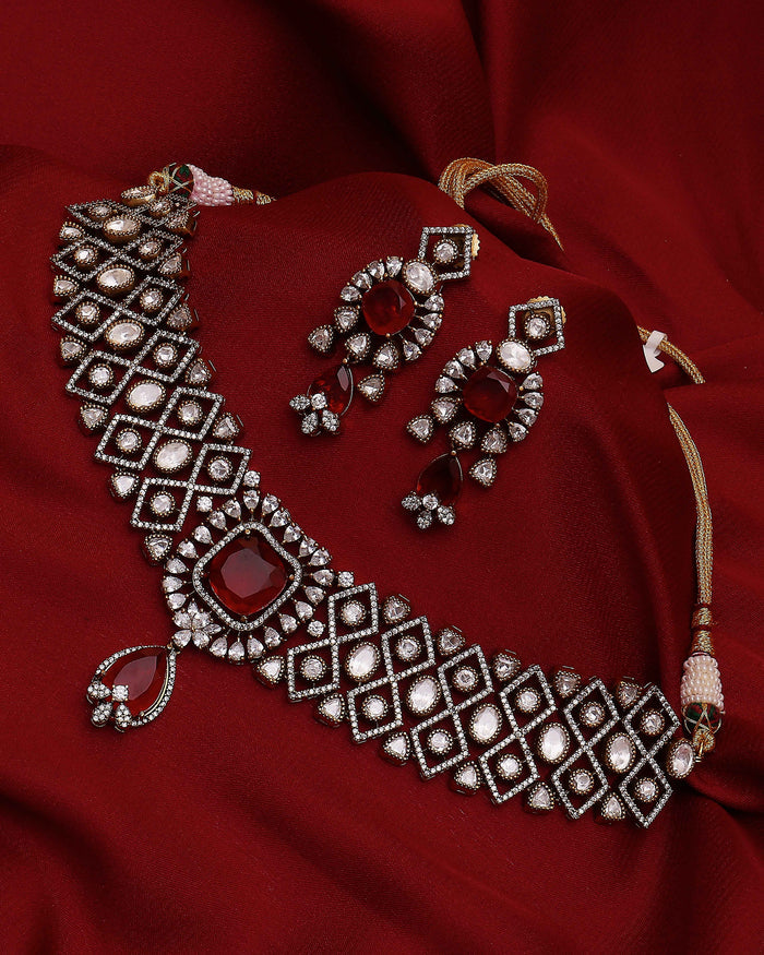 Crimson Glint Moissanite Statement Set