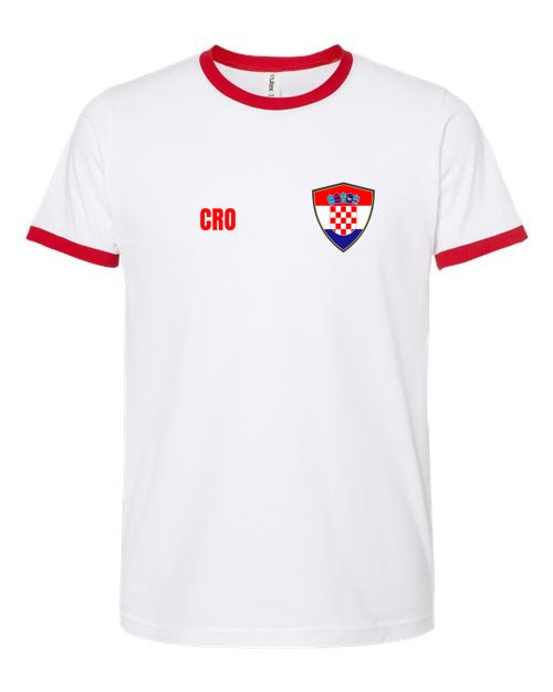 Croatia Soccer Ringer Tee 2026 — Retro National Crest | NYC Factory