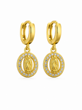 Divine Halo Medallion Earrings – Gold Plated Huggie Hoop Earrings – Pabeena