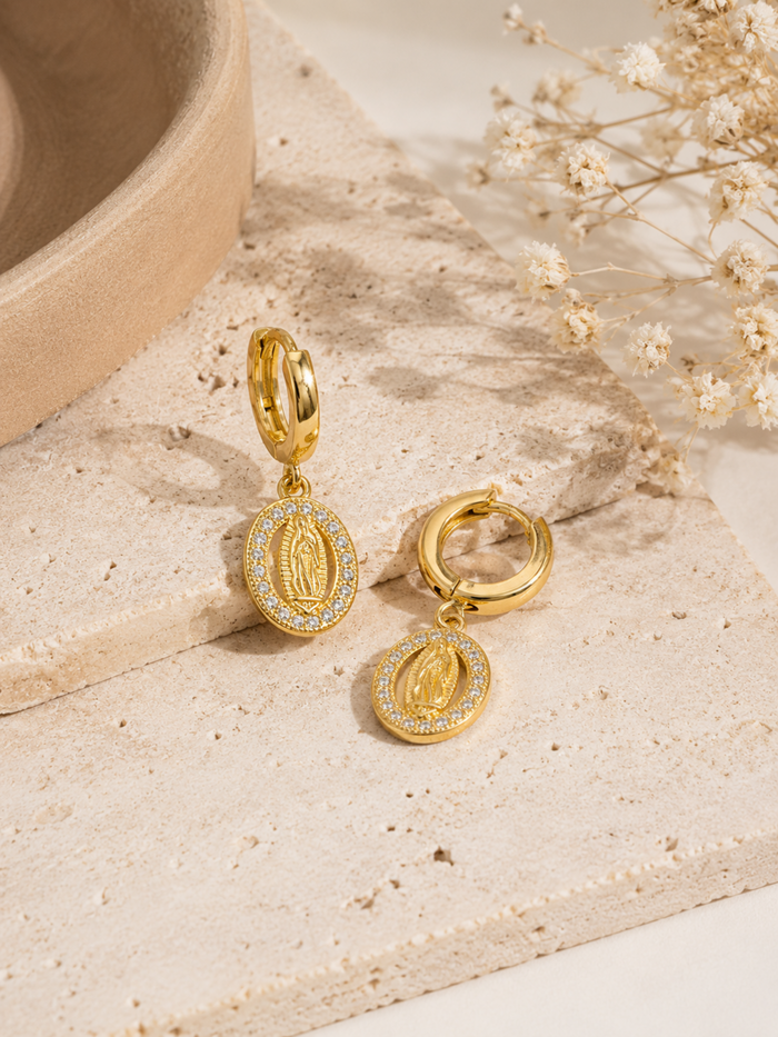Divine Halo Medallion Earrings – view 3 – Pabeena