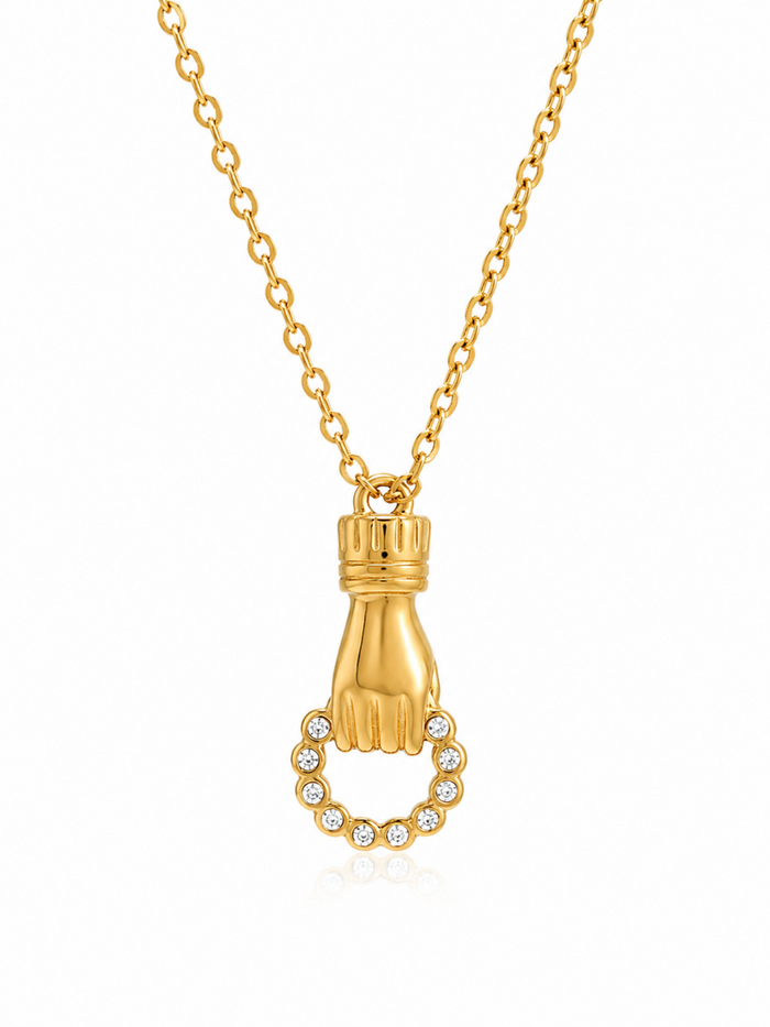Divine Hand Pendant Necklace – Gold Plated Zircon Charm Necklace – Pabeena