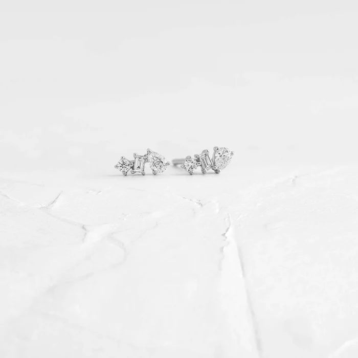 DPLAOPA  925 Sterling Silver Gold Stud Earring Clips Piercing Luxury Pediments Small Fine Jewellery
