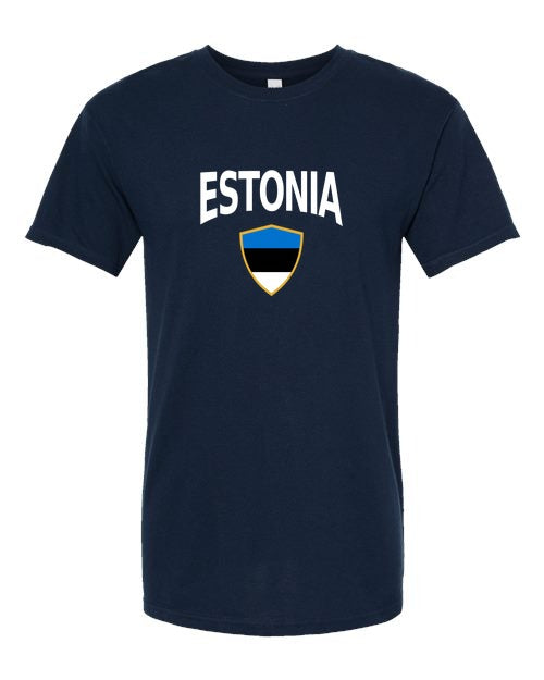 Estonia Arched Crest Soccer Tee — NYC Factory