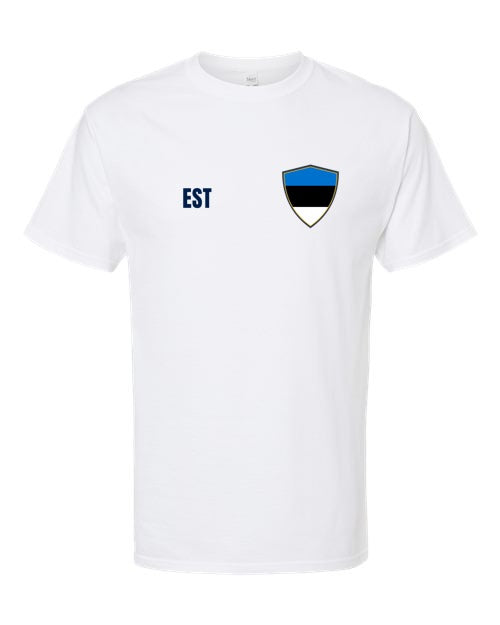 Estonia Soccer Tee — Retro National Crest | NYC Factory