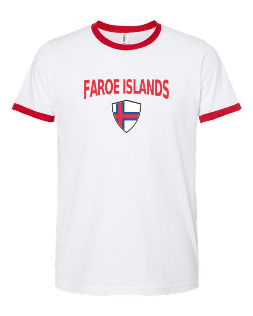 Faroe Islands Arched Crest Soccer Ringer Tee — NYC Factory