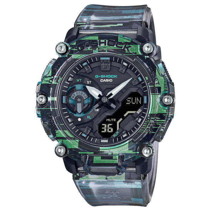 G-SHOCK GA2200NN-1A – Digital Glitch Series Analog-Digital Watch, Iridescent Resin, Carbon Core Guard, 200m Water Resistant
