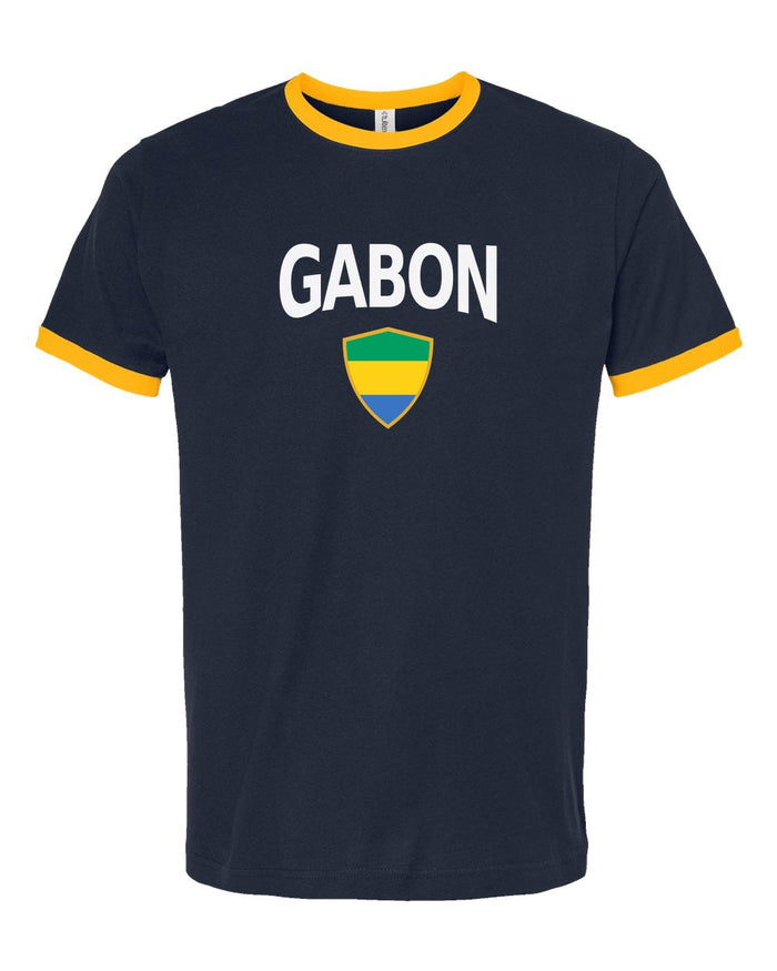 Gabon Arched Crest Soccer Ringer Tee — NYC Factory