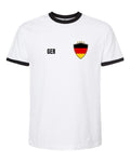 Germany Soccer Ringer Tee 2026 — Retro National Crest | NYC Factory