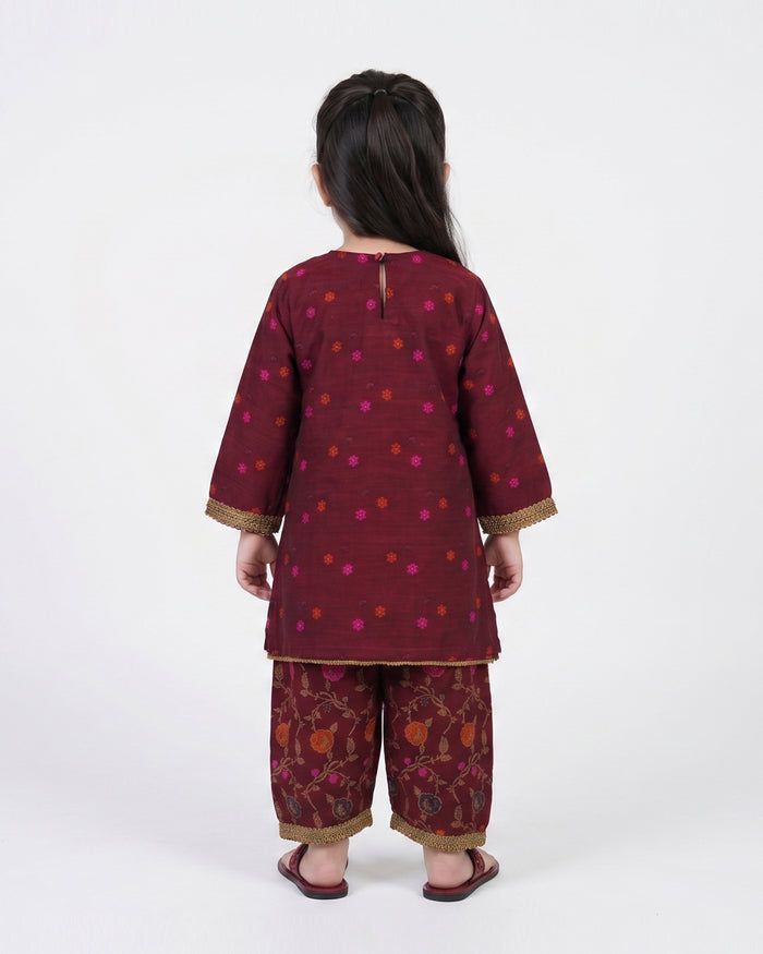 Girls Embroidered Dyed 2 Pc Suit