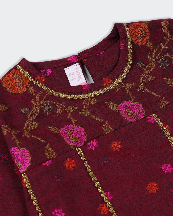 Girls Embroidered Dyed 2 Pc Suit