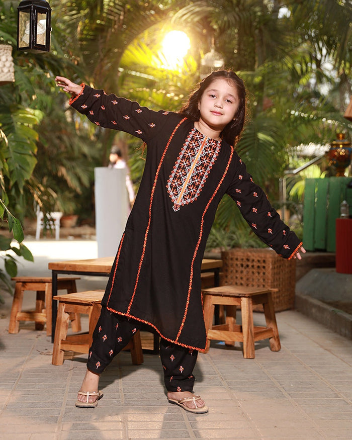 Girls Embroidered Shalwar Kameez Suit