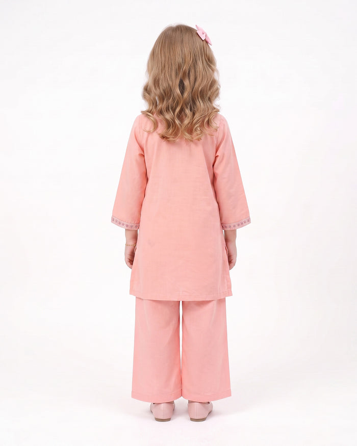 Girls Essentials Embroidered Dyed 2 Pc
