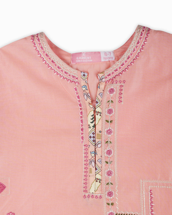 Girls Essentials Embroidered Dyed 2 Pc