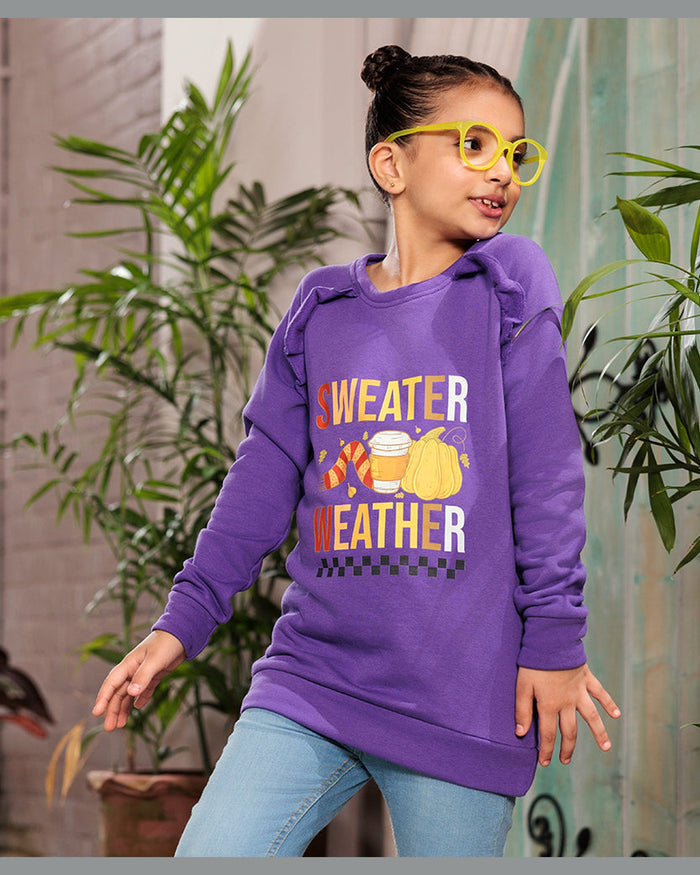 Eminent Girls Full Sleeves Sweat Shirt - Purple, Girls Hoodies & Sweat Shirts, Eminent, Chase Value