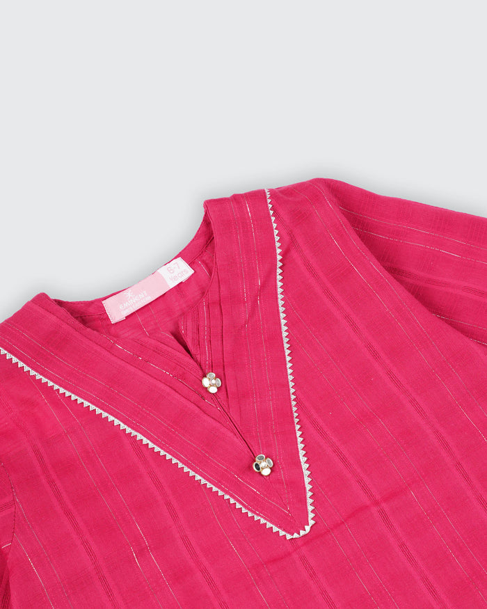 Girls Fusion Embroidered Dyed 2 Pc