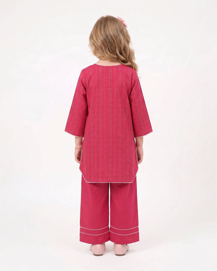 Girls Fusion Embroidered Dyed 2 Pc
