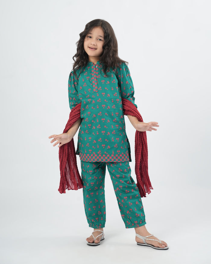 Girls Printed 3 Pc