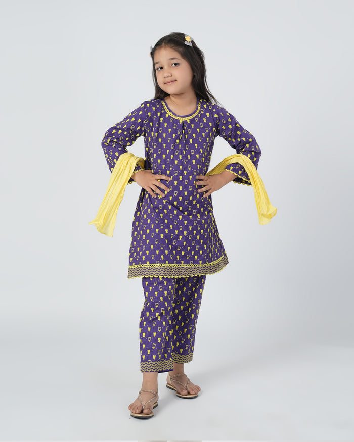 Girls Printed 3 Pc