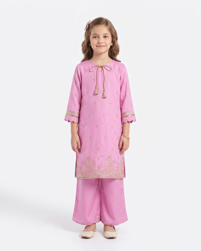 Girls Signature Embroidered Dyed 2 Pc