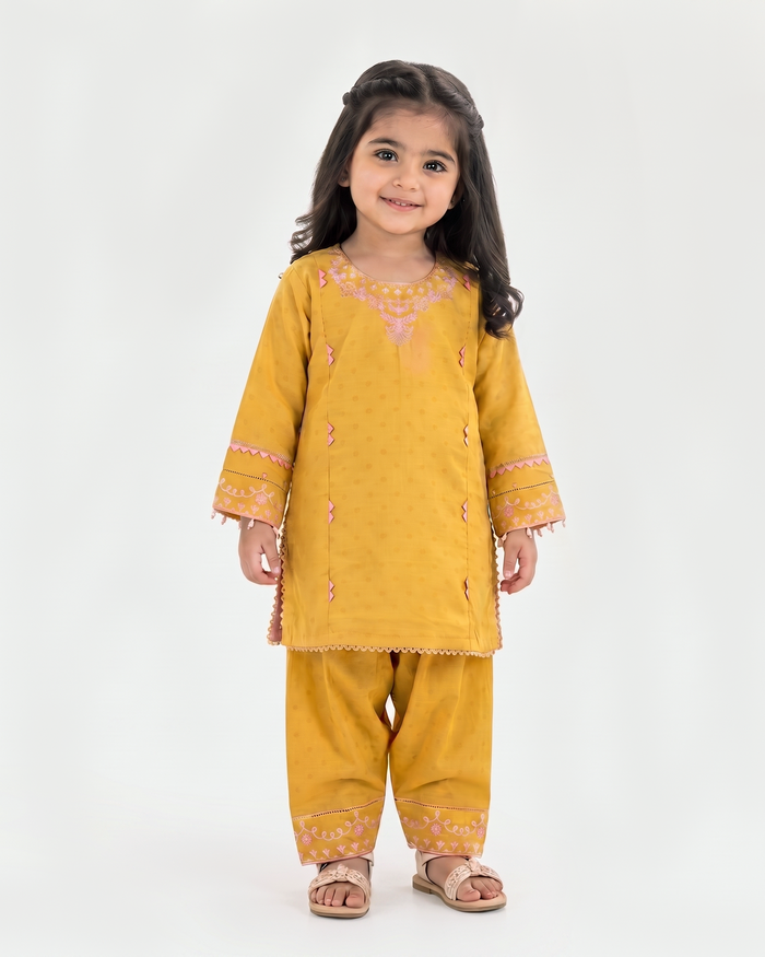 Girls Signature Embroidered Dyed 2 Pc