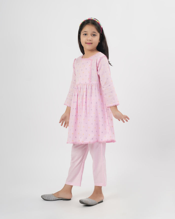 Girls Signature Embroidered Dyed 2 Pc