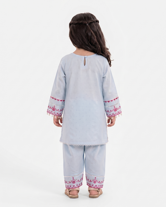 Girls Signature Embroidered Dyed 2 Pc