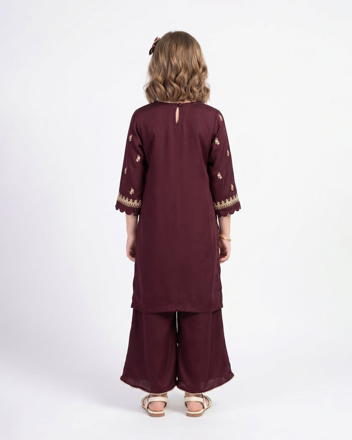 Girls Signature Embroidered Dyed 2 Pc