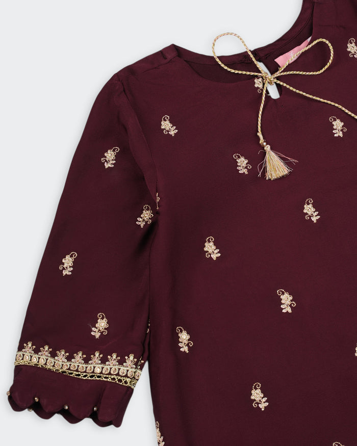Girls Signature Embroidered Dyed 2 Pc