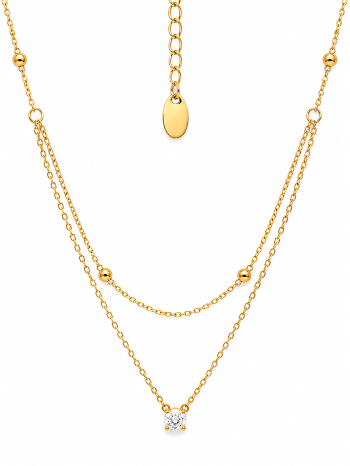 Glint Layered Necklace – Gold Plated Double Layer Chain for Women – Pabeena