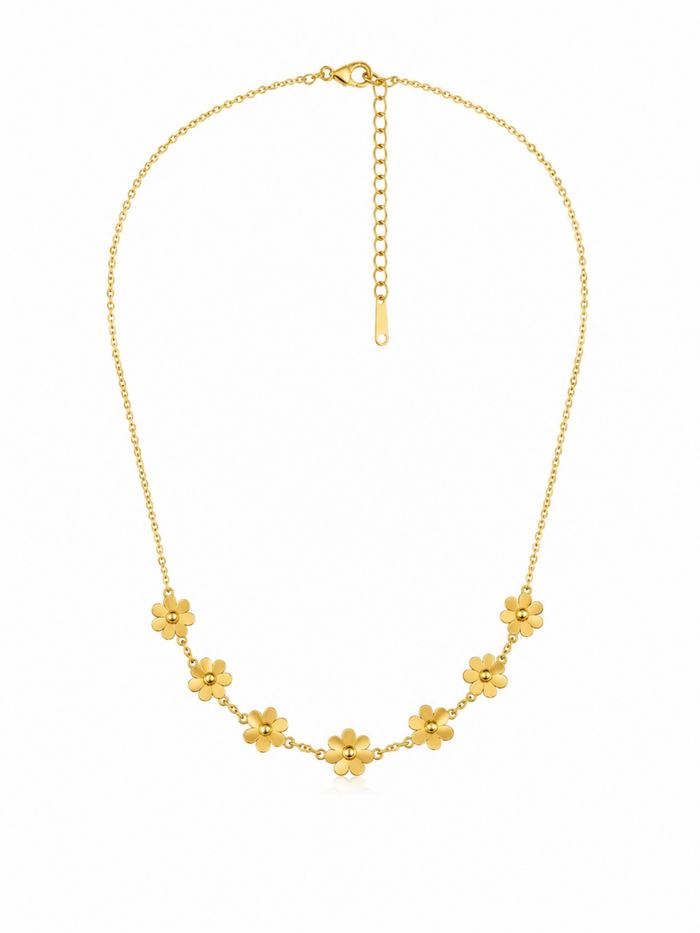 Golden Daisy Bloom Necklace – Gold Plated Floral Pendant Necklace – Pabeena