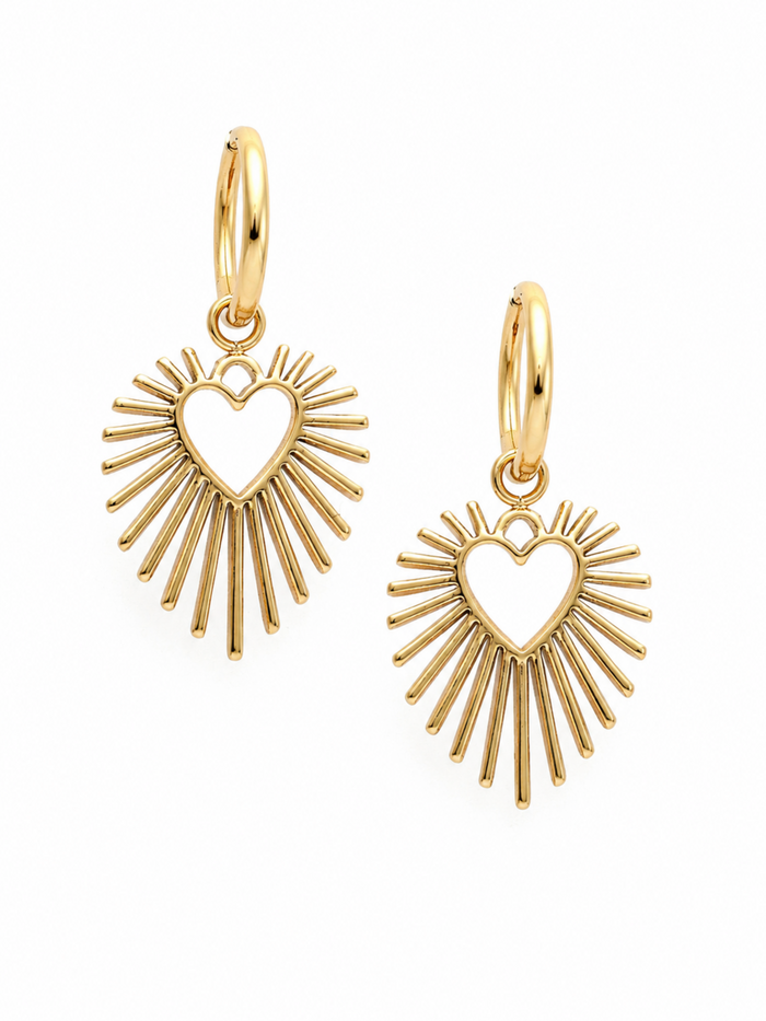 Halo of Love Earrings – Gold Plated Heart Drop Earrings for Women – Pabeena