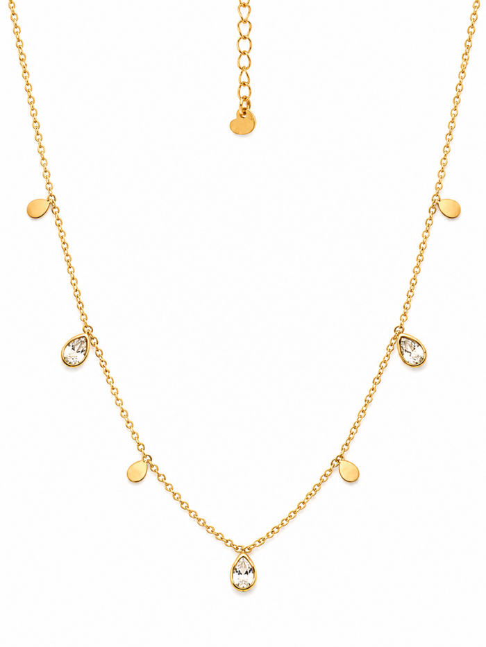 Halo Thread Necklace – Gold Plated Geometric Zircon Pendant Necklace – Pabeena