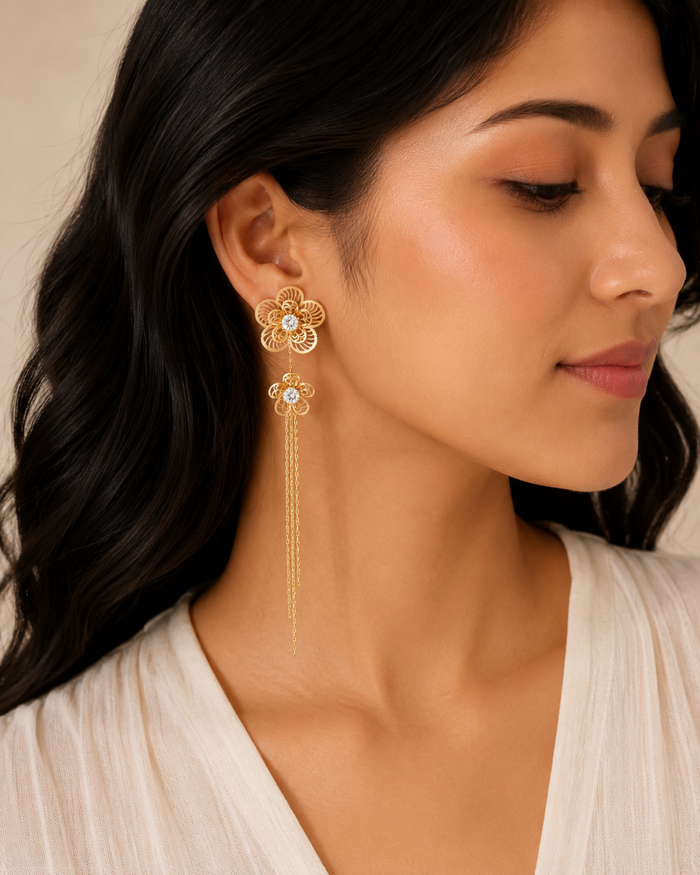 Heirloom Bloom Dangler Earrings – view 3 – Pabeena