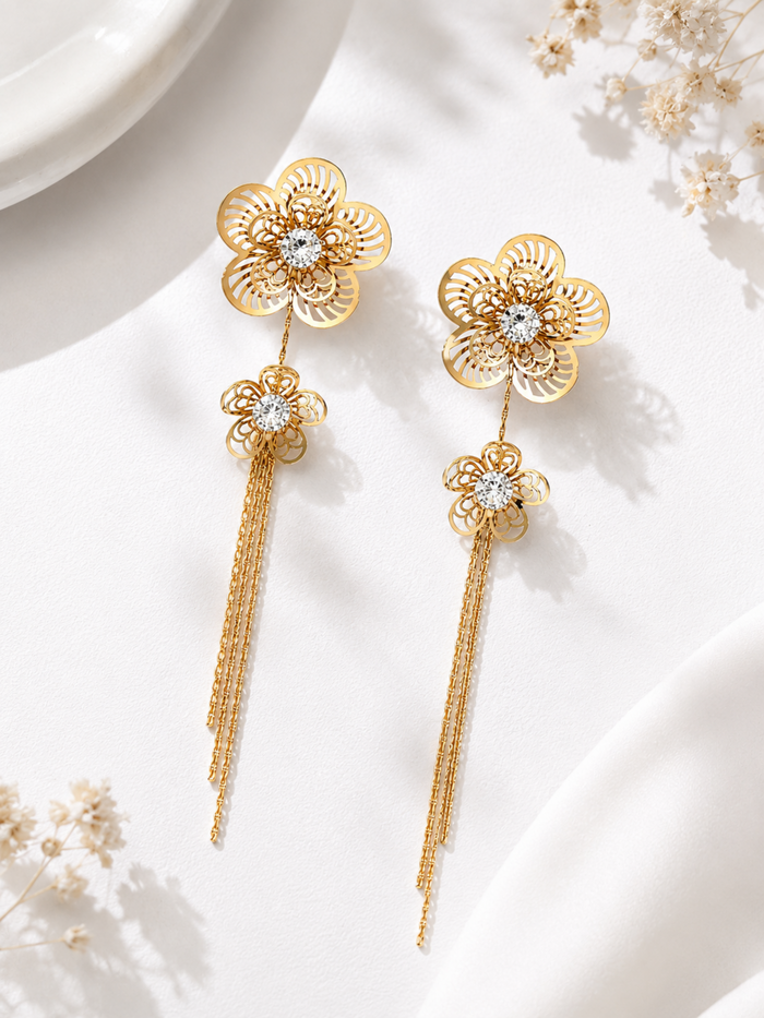 Heirloom Bloom Dangler Earrings – view 4 – Pabeena